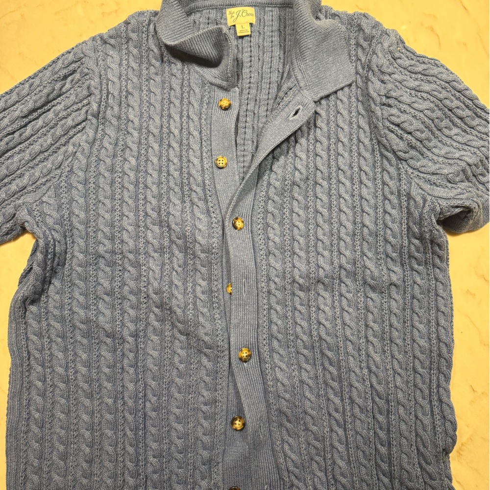J. Crew Blue Cable Knit Cardigan